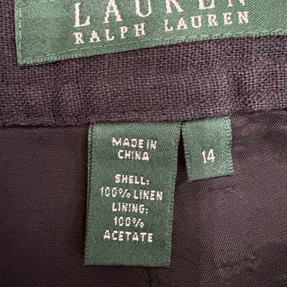Lauren Ralph Lauren Black Linen Button Front Midi Skirt Quiet Luxury Minimalist - Picture 5 of 7